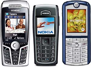 Siemens S65, Nokia 6230, Motorola E398